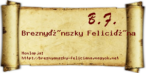 Breznyánszky Feliciána névjegykártya